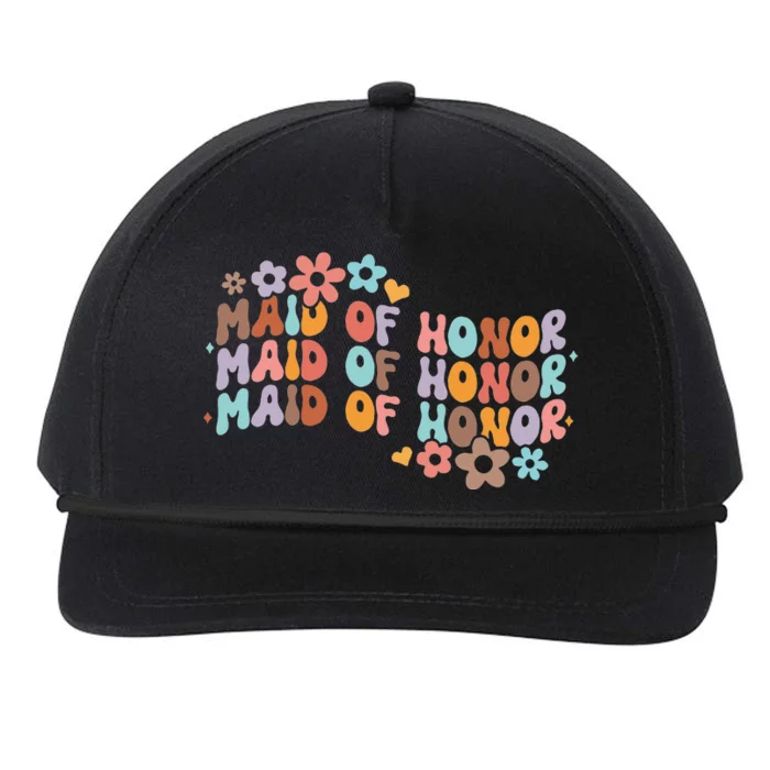 Maid Of Honor Bridesmaid Bridal Shower Groovy Bachelorette Snapback Five-Panel Rope Hat