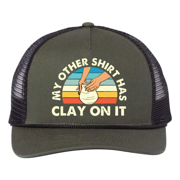 My Other Has Clay On It Pottery Potter Ceramicist Retro Rope Trucker Hat Cap