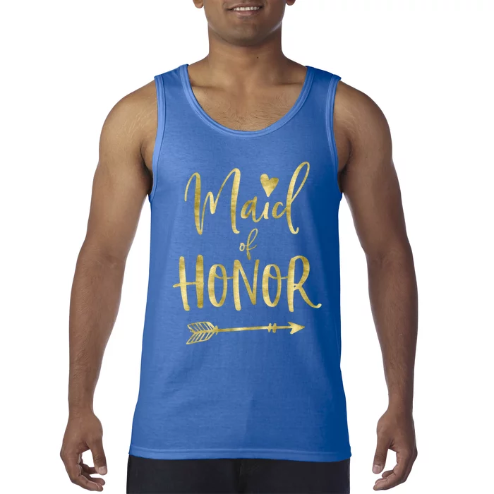 Maid Of Honor Gift With Dark Yellow Heart Tank Top