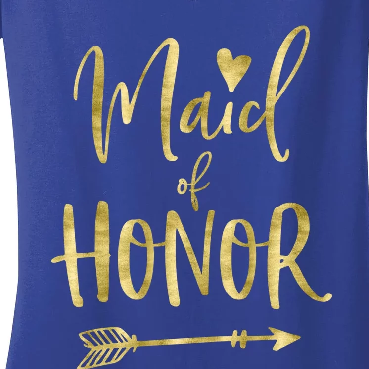 Maid Of Honor Gift With Dark Yellow Heart Women's V-Neck T-Shirt