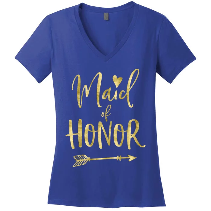 Maid Of Honor Gift With Dark Yellow Heart Women's V-Neck T-Shirt