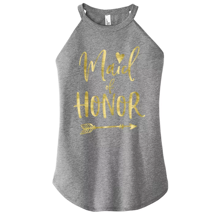 Maid Of Honor Gift With Dark Yellow Heart Women’s Perfect Tri Rocker Tank