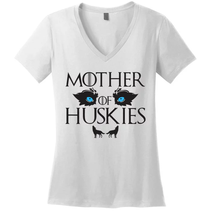 Mother of Huskies Siberian Husky Mom Women's V-Neck T-Shirt