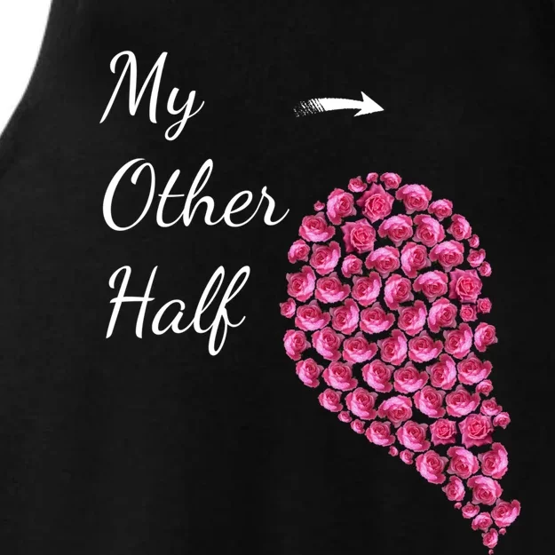 My Other Half Gift Pink Roses Half Heart Valentines Couples Cute Gift Ladies Tri-Blend Wicking Tank