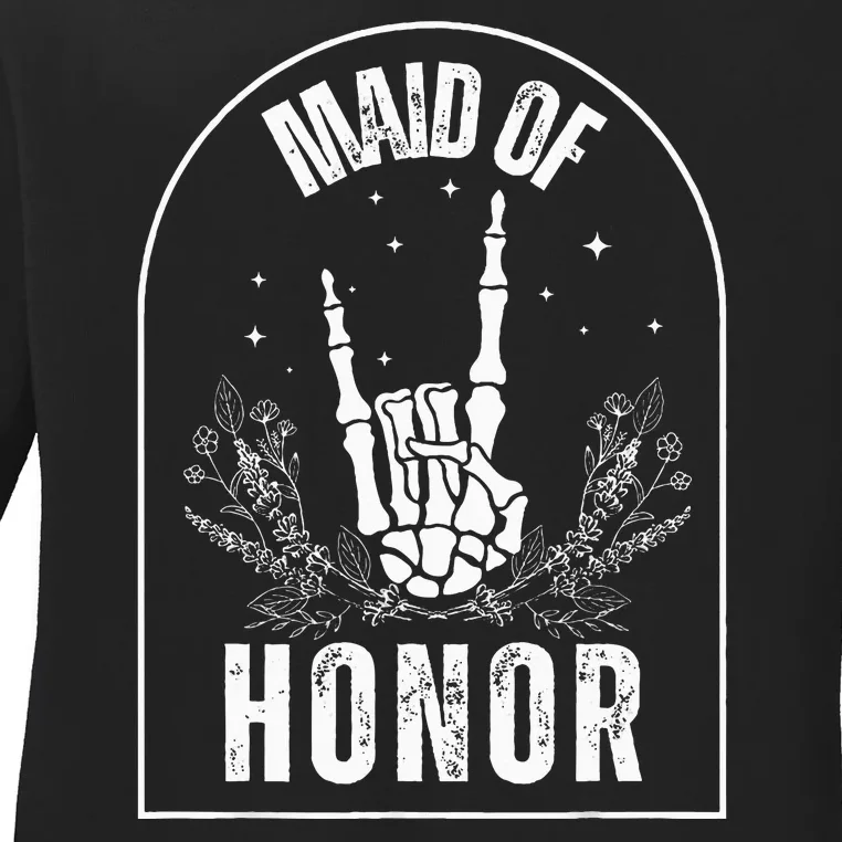 Maid Of Honor Wedding Brial Fun Rock Style Ladies Long Sleeve Shirt