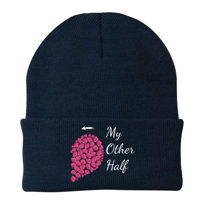 My Other Half Tee Gift Pink Roses Half Heart Valentine Couples Gift Knit Cap Winter Beanie