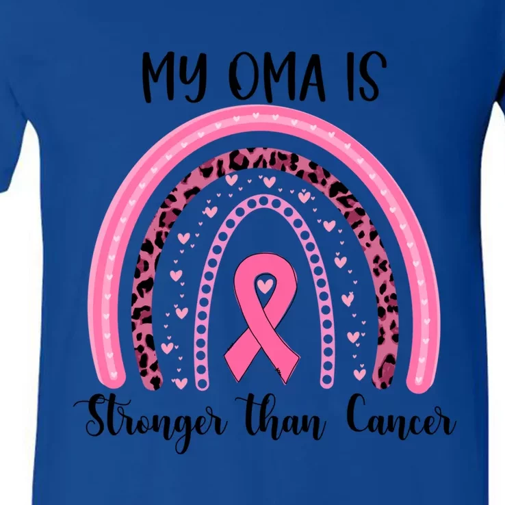 My Oma Is Stronger Than Cancer Breast Cancer Awareness Gift V-Neck T-Shirt