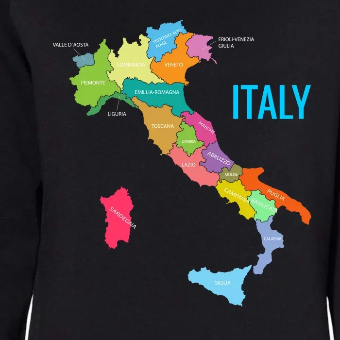 Map Of Italy Womens California Wash Sweatshirt