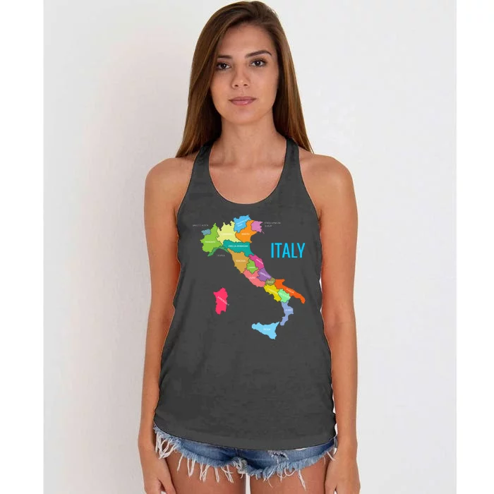 Map Of Italy Women's Knotted Racerback Tank