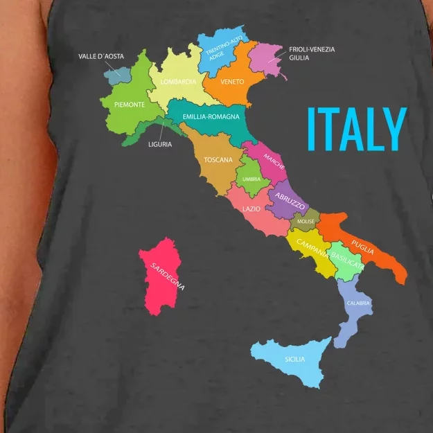 Map Of Italy Women's Knotted Racerback Tank