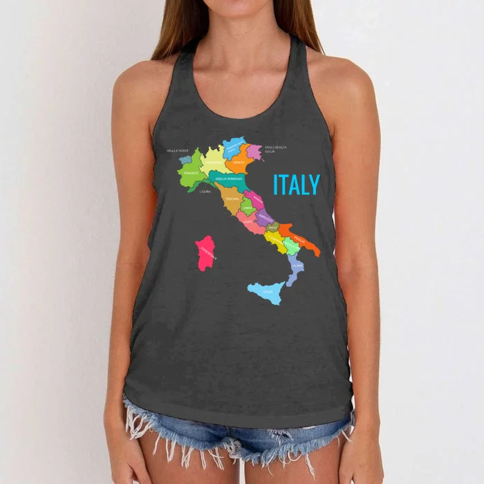 Map Of Italy Women's Knotted Racerback Tank