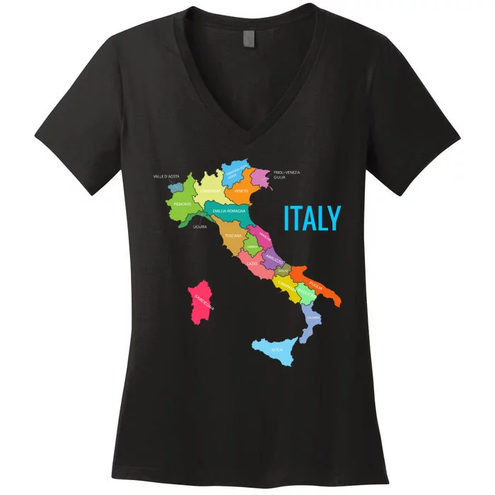 Map Of Italy Women's V-Neck T-Shirt