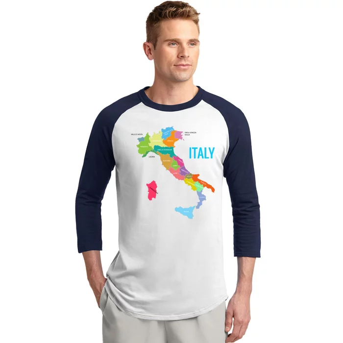 Map Of Italy Baseball Sleeve Shirt