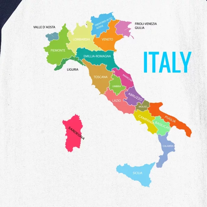 Map Of Italy Baseball Sleeve Shirt