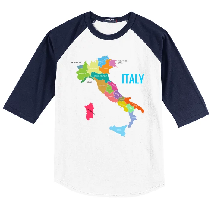 Map Of Italy Baseball Sleeve Shirt