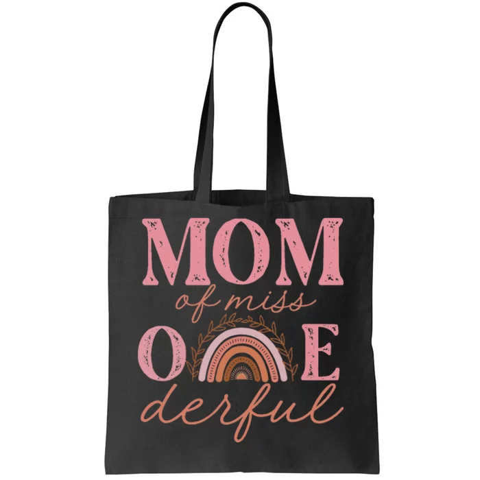 Mom of Little Miss Onederful 1st Bday Boho Rainbow Tote Bag