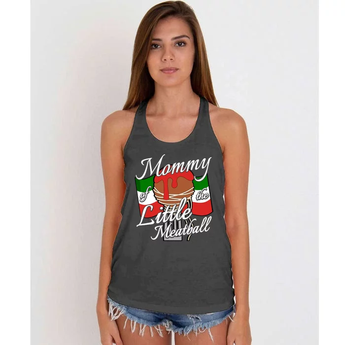 Mommy Of Little Meatball Italian Theme 1st Birthday Italy Women's Knotted Racerback Tank