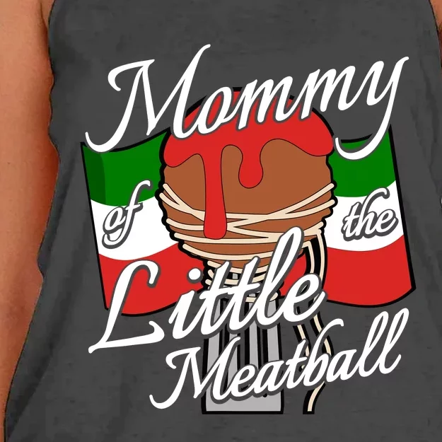 Mommy Of Little Meatball Italian Theme 1st Birthday Italy Women's Knotted Racerback Tank