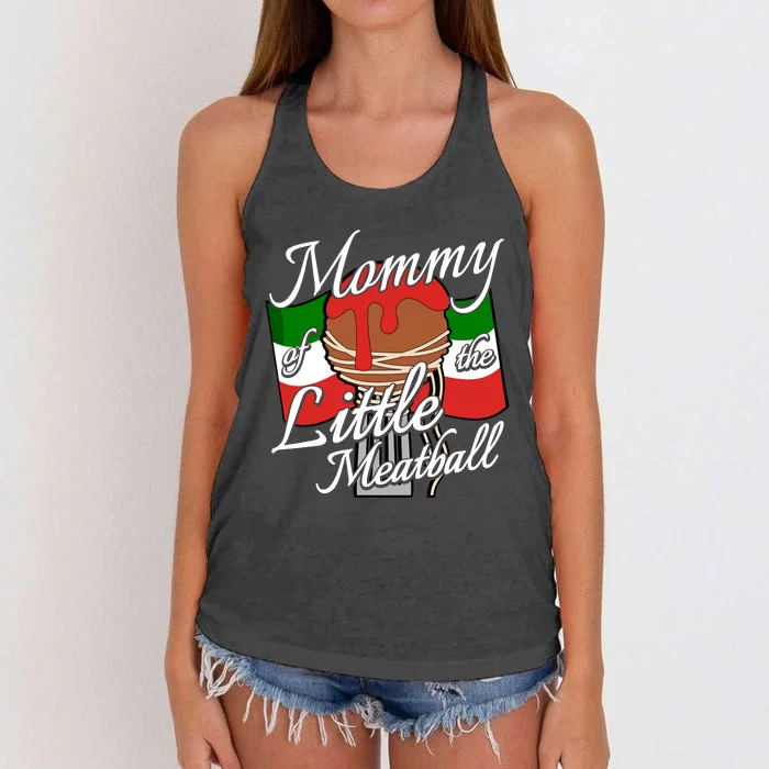 Mommy Of Little Meatball Italian Theme 1st Birthday Italy Women's Knotted Racerback Tank