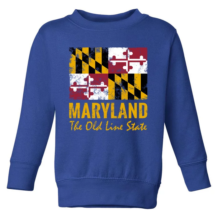 Maryland Old Line State Vintage Flag Funny Gift Toddler Sweatshirt