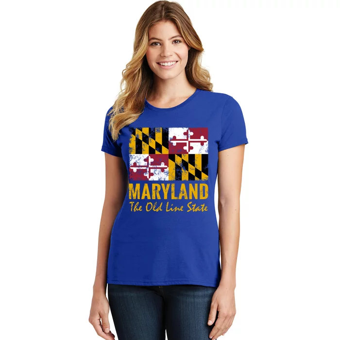 Maryland Old Line State Vintage Flag Funny Gift Women's T-Shirt