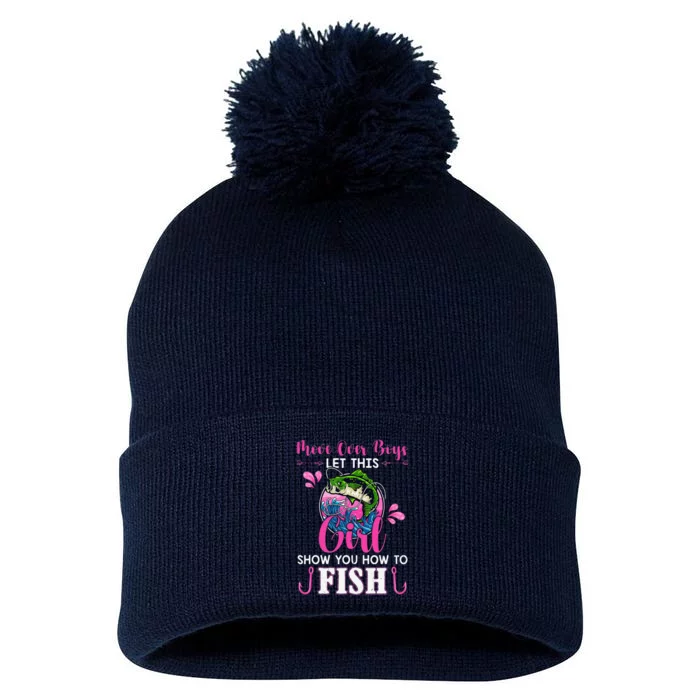 Move Over Let This Girl Show You How To Fish Fishing Pom Pom 12in Knit Beanie