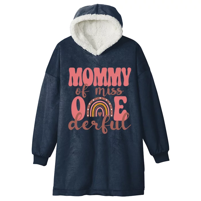 Mommy Of Little Miss Onederful 1st Bday Boho Rainbow Hooded Wearable Blanket