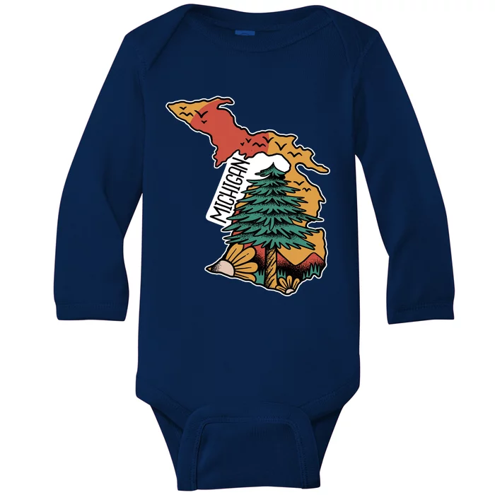 Michigan Outdoor Life Baby Long Sleeve Bodysuit