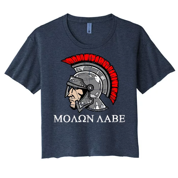 Molon Labe - Spartan Helmet Greek - Come and Take Women's Crop Top Tee