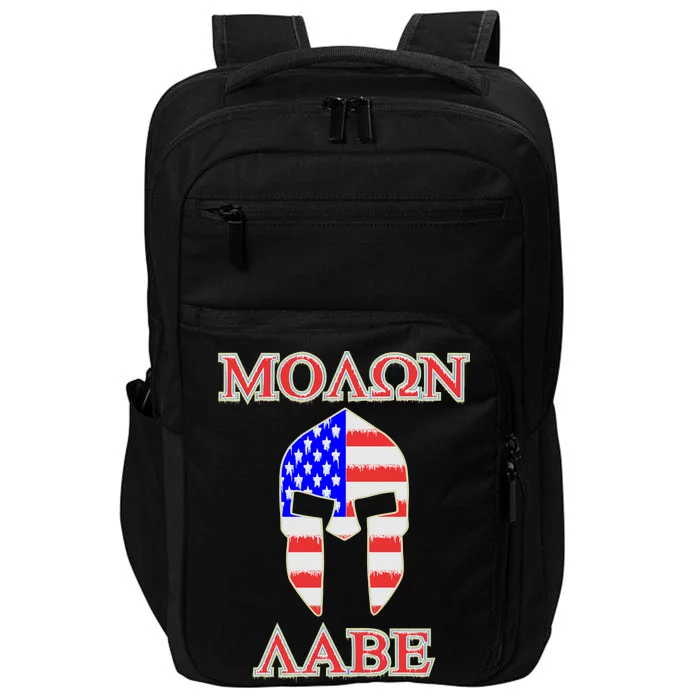 Molon Labe American Flag Spartan Helmet Greek Come and Take Impact Tech Backpack