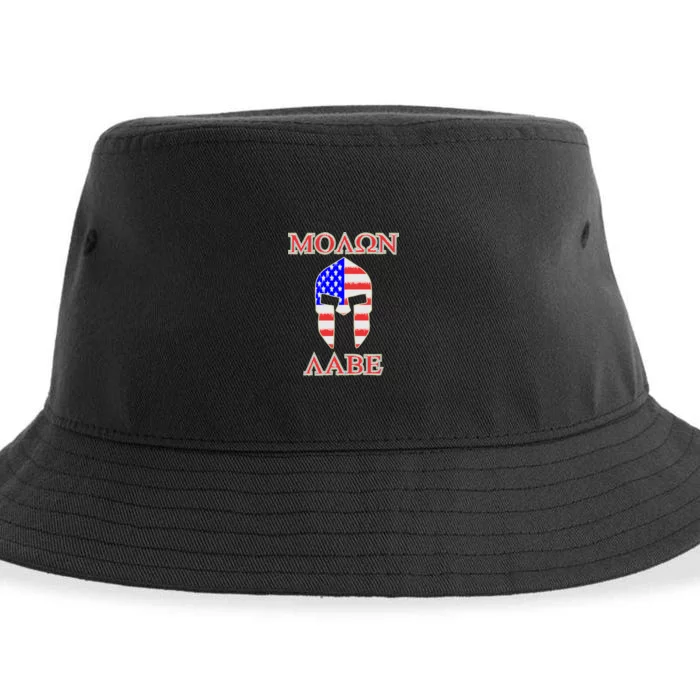 Molon Labe American Flag Spartan Helmet Greek Come and Take Sustainable Bucket Hat