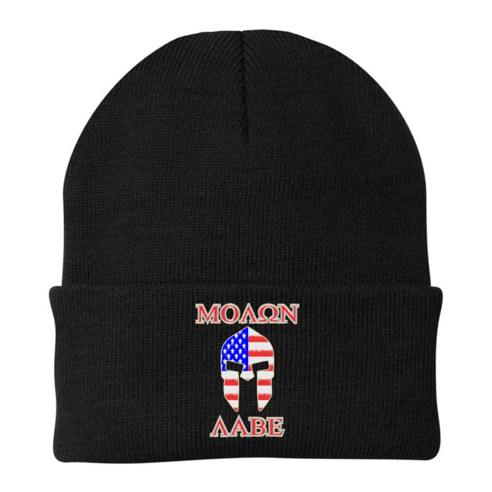 Molon Labe American Flag Spartan Helmet Greek Come and Take Knit Cap Winter Beanie