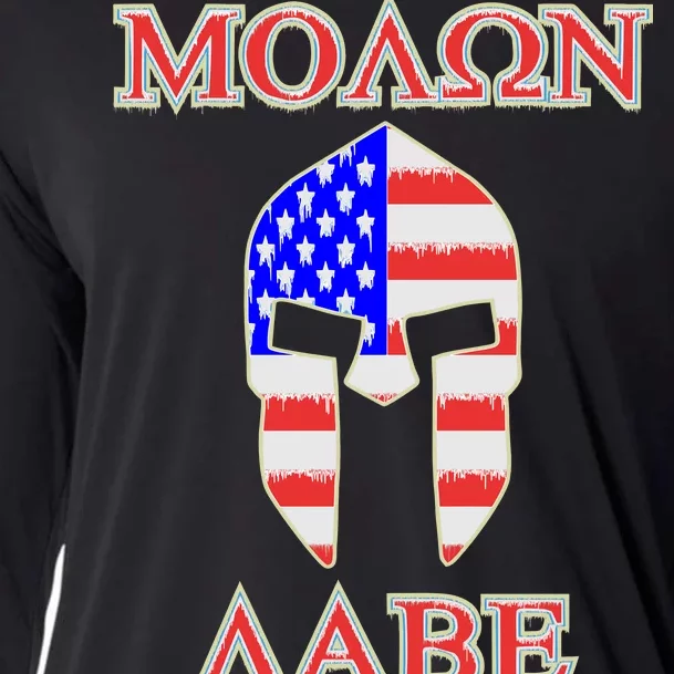 Molon Labe American Flag Spartan Helmet Greek Come and Take Cooling Performance Long Sleeve Crew