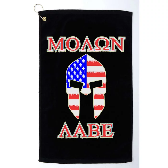 Molon Labe American Flag Spartan Helmet Greek Come and Take Platinum Collection Golf Towel