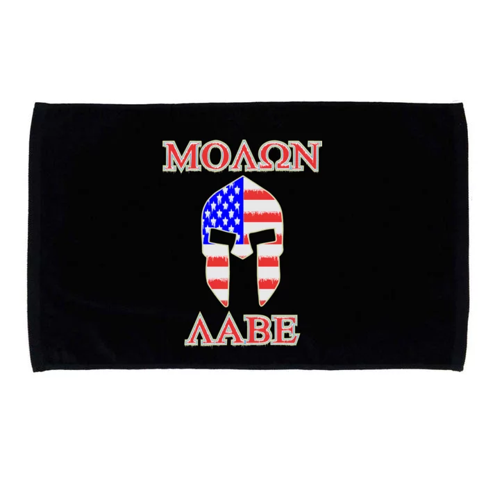 Molon Labe American Flag Spartan Helmet Greek Come and Take Microfiber Hand Towel