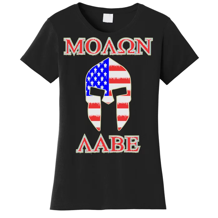 Molon Labe American Flag Spartan Helmet Greek Come and Take Women's T-Shirt