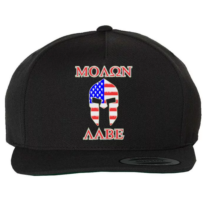 Molon Labe American Flag Spartan Helmet Greek Come and Take Wool Snapback Cap