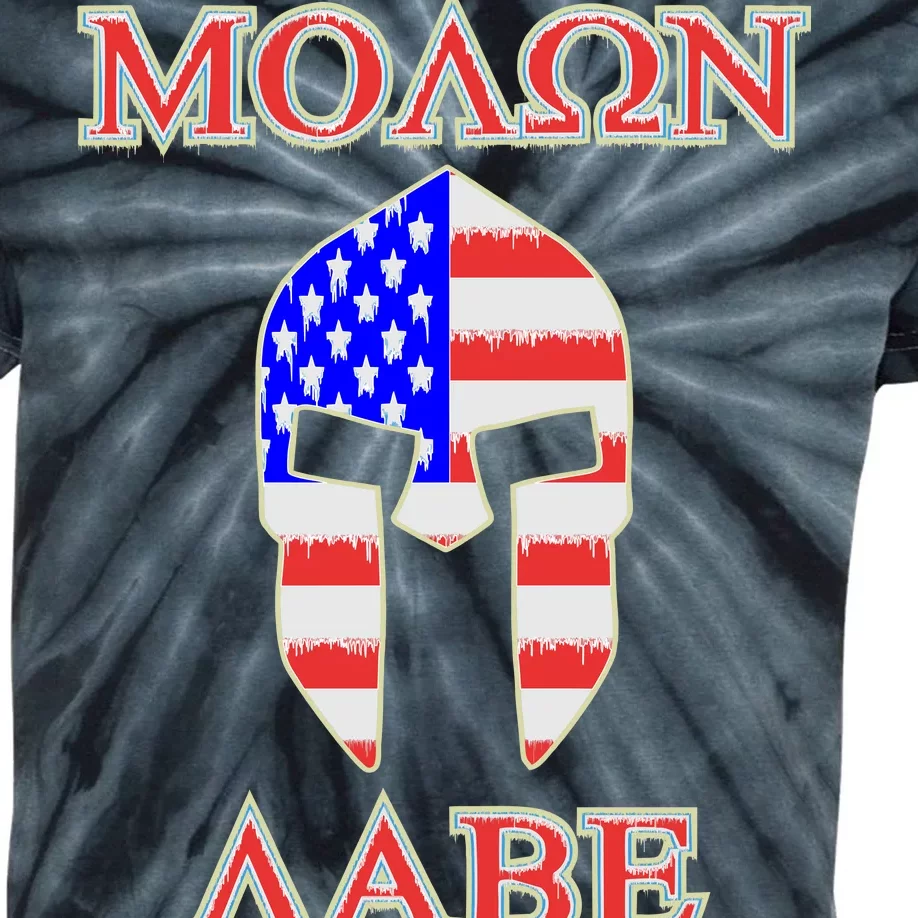 Molon Labe American Flag Spartan Helmet Greek Come and Take Kids Tie-Dye T-Shirt