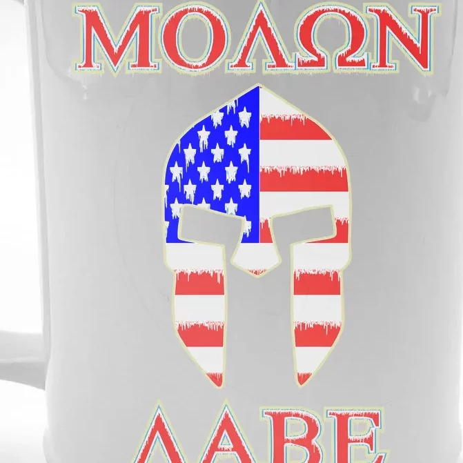 Molon Labe American Flag Spartan Helmet Greek Come and Take Front & Back Beer Stein