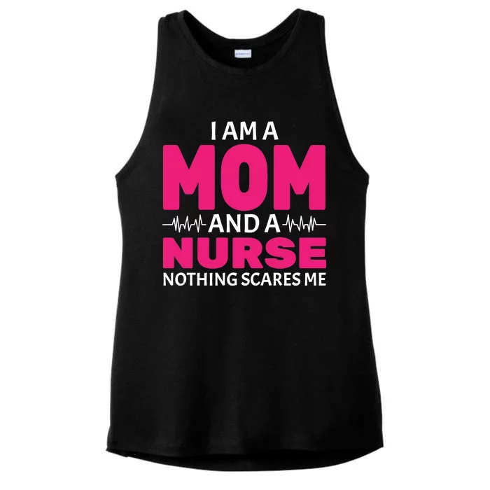 Mom and Nurse Nothing Scares Me Ladies Tri-Blend Wicking Tank