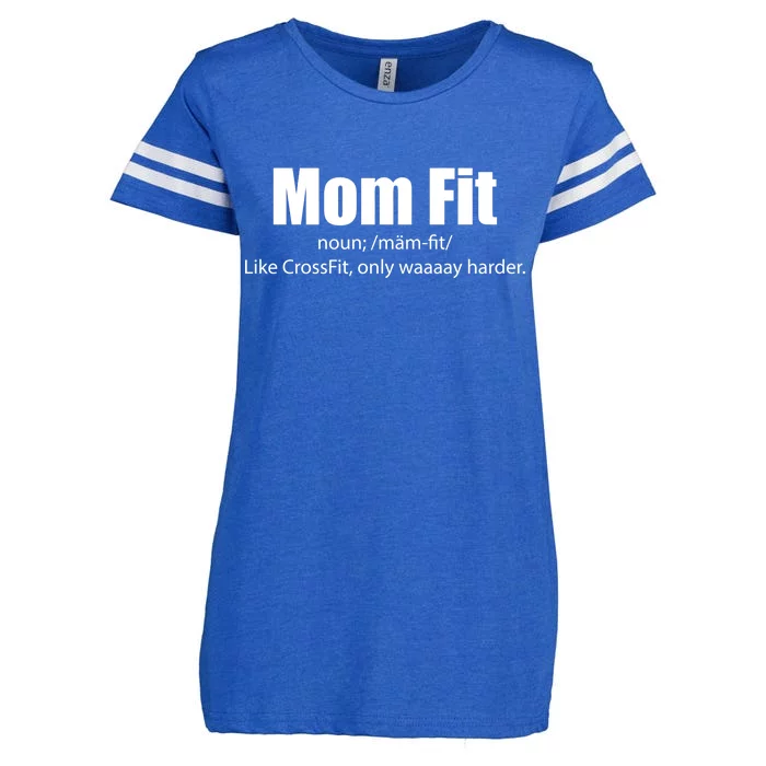 Mom Fit Like CrossFit But Waaaay Harder Enza Ladies Jersey Football T-Shirt