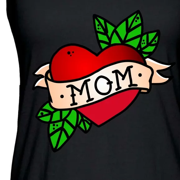 Mom Heart Tattoo Love Ladies Essential Flowy Tank