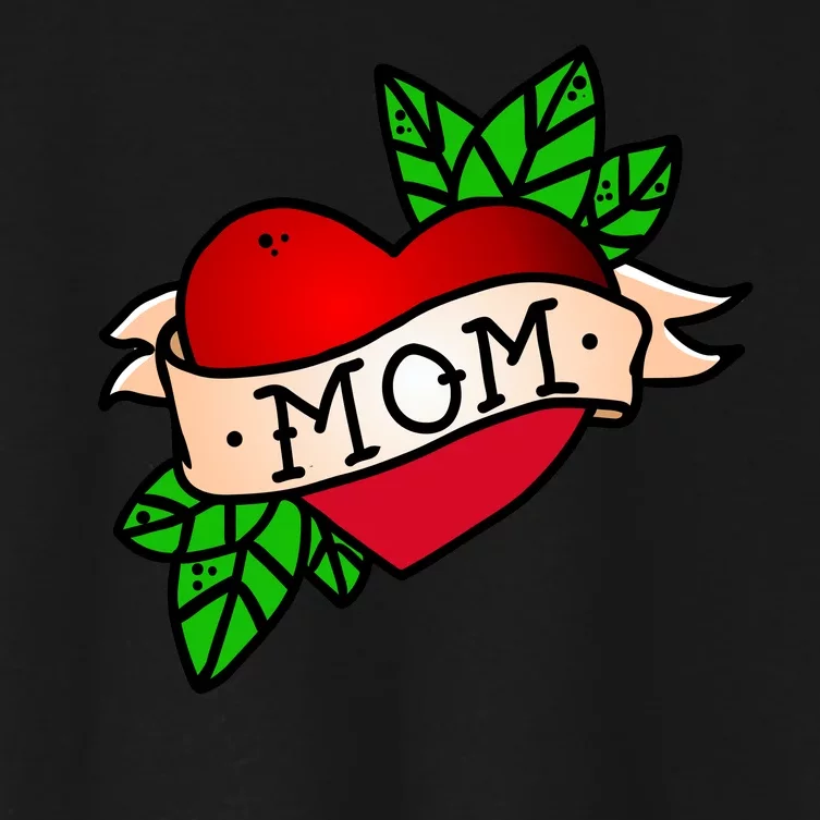 Mom Heart Tattoo Love Women's Crop Top Tee