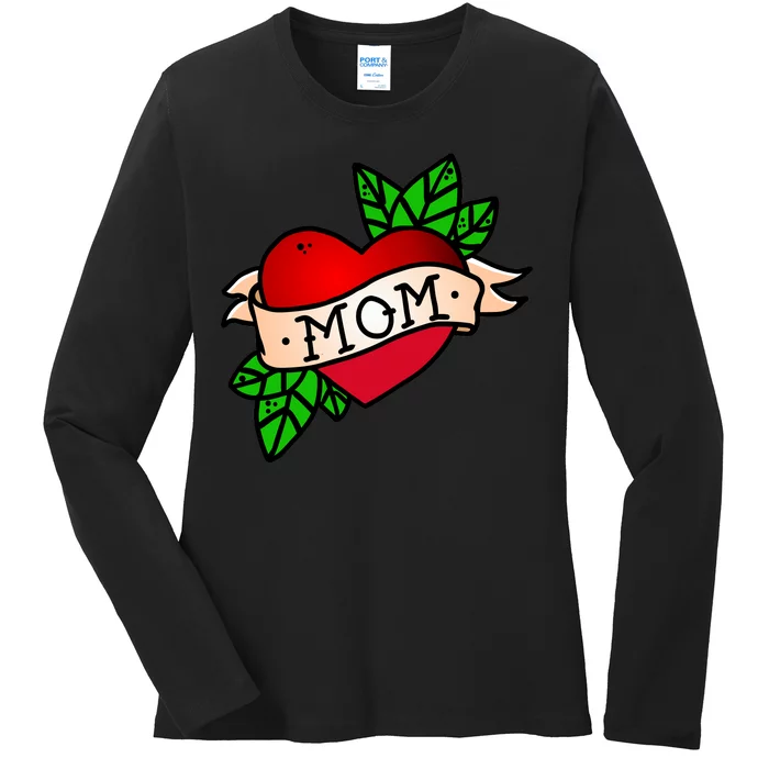 Mom Heart Tattoo Love Ladies Long Sleeve Shirt