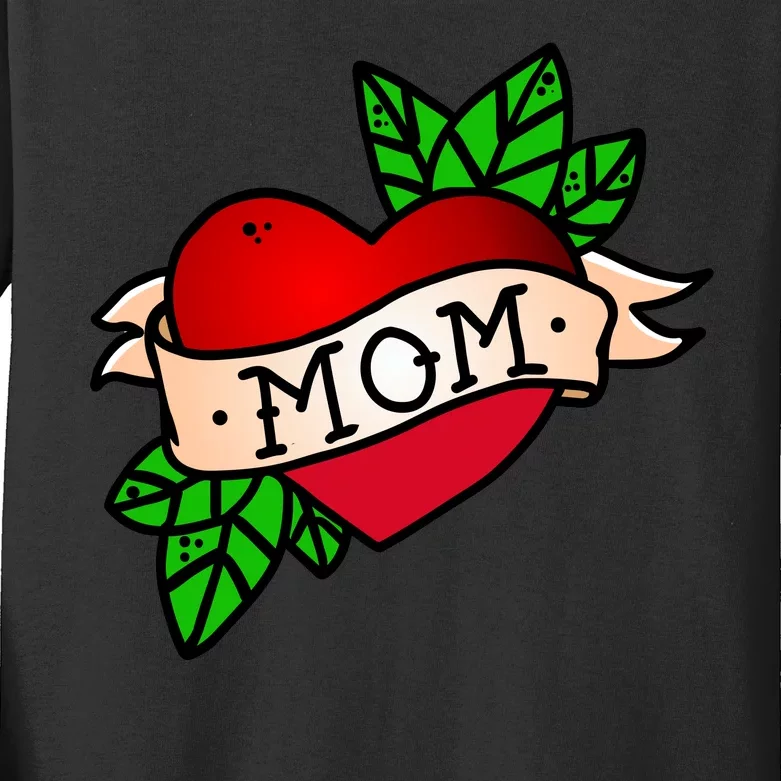 Mom Heart Tattoo Love Kids Long Sleeve Shirt