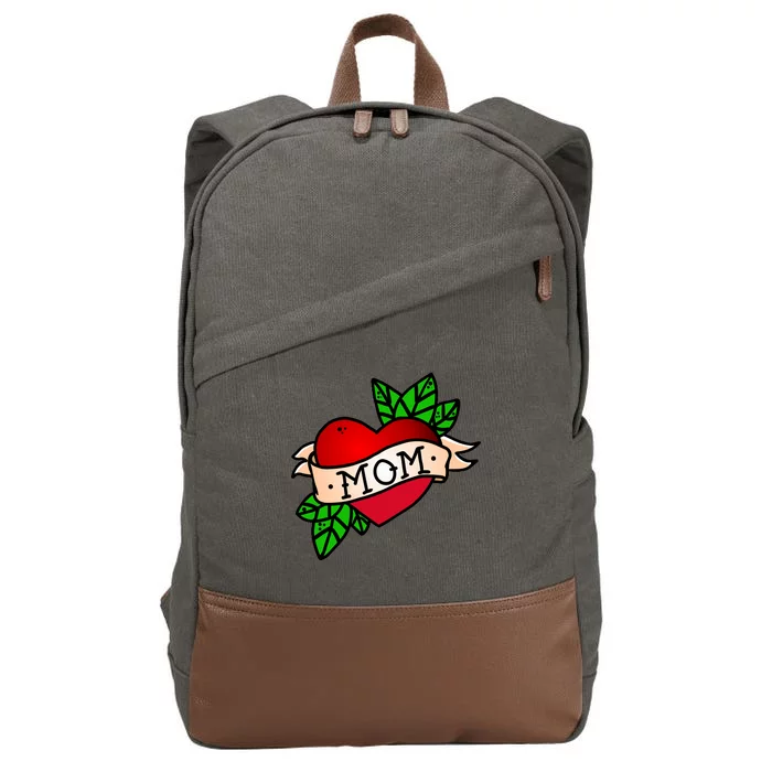 Mom Heart Tattoo Love Cotton Canvas Backpack