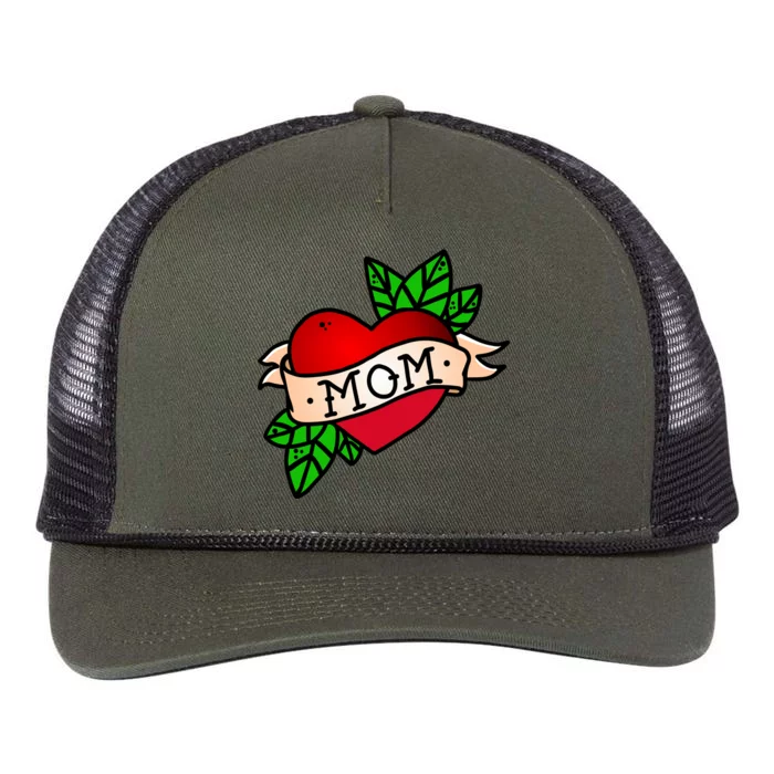 Mom Heart Tattoo Love Retro Rope Trucker Hat Cap