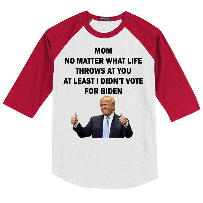 Mom Least I Didn't Vote Biden Funny Pro Republican Kids Colorblock Raglan Jersey