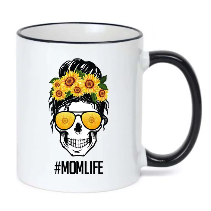 Mom Life Sunflower Skull Black Color Changing Mug