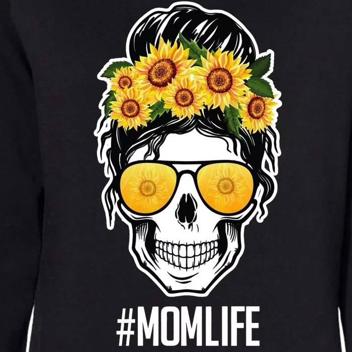 Mom Life Sunflower Skull Womens California Wash Sweatshirt